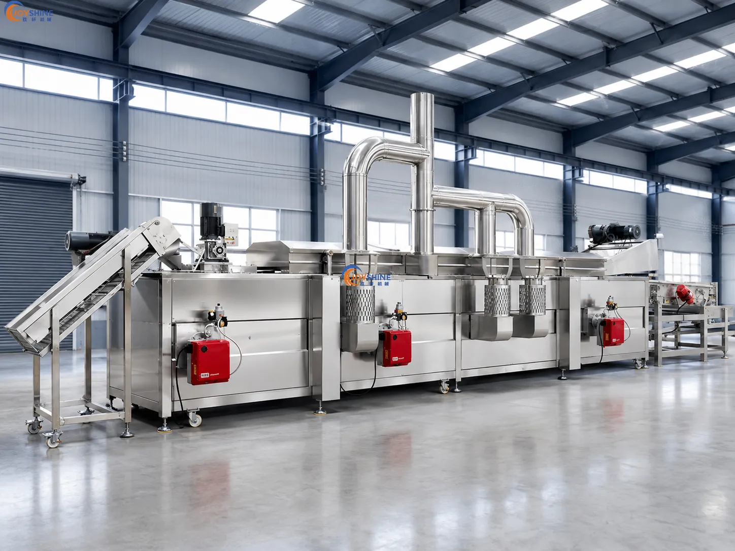 Continuous frying machine for eggplant slices