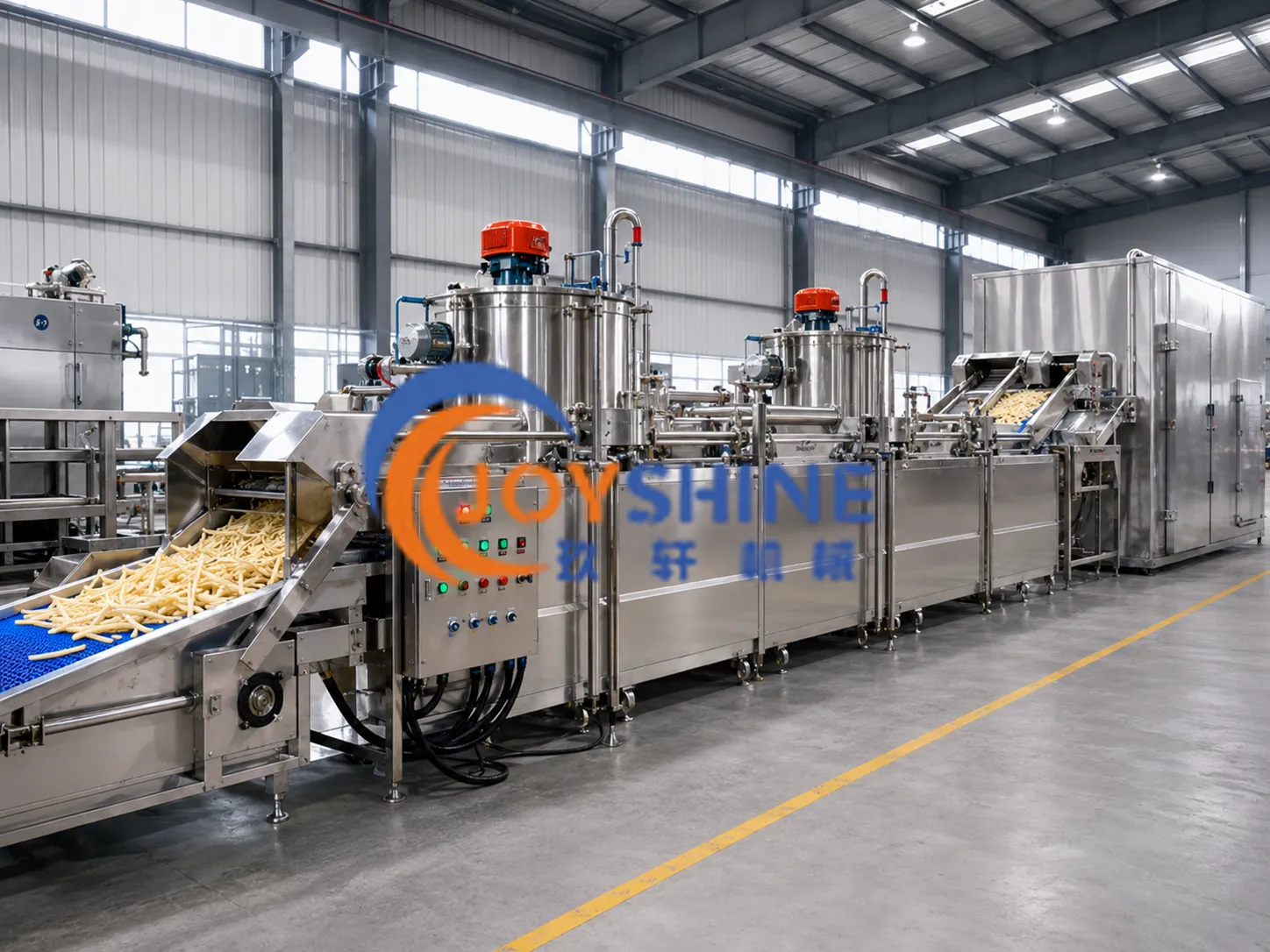 Continuous fryer for frozen French fries production line